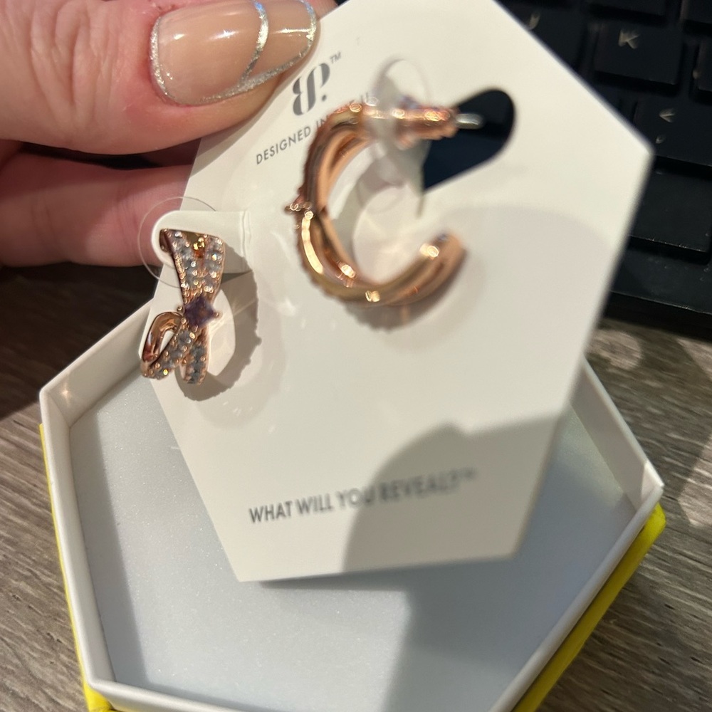 Bomb Party Rose Gold Lavender Hoops